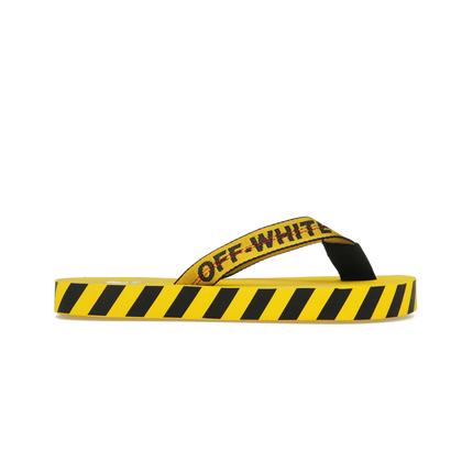 Off-White Diagonal Stripes Flip Flops Yellow Black