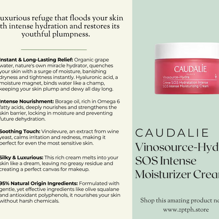 Caudalie Vinosource-Hydra SOS Intense Moisturizer Cream