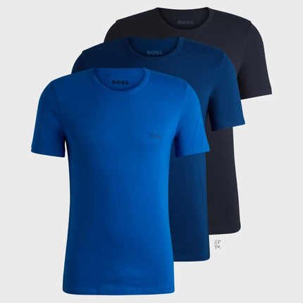 Boss 3 Pack Cotton T-Shirts Blue/Blue/Blue