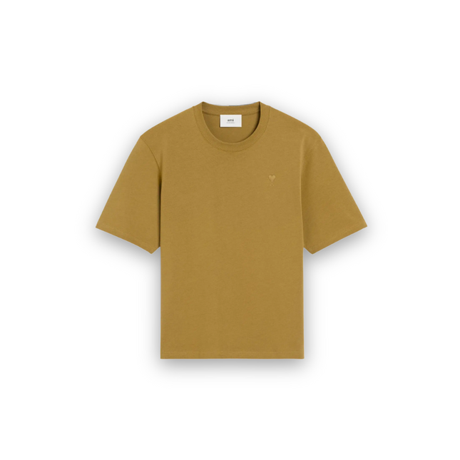 Ami Paris Mustard Cotton Tonal Ami de Coeur T-Shirt HAVANA